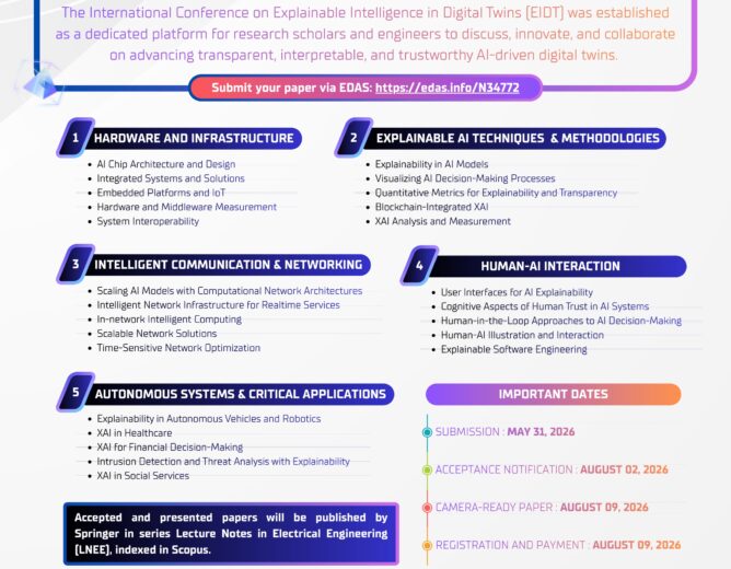 Thông báo mời gửi bài tham dự Hội nghị quốc tế lần thứ hai về Explainable Intelligence in Digital Twins (EIDT 2026)