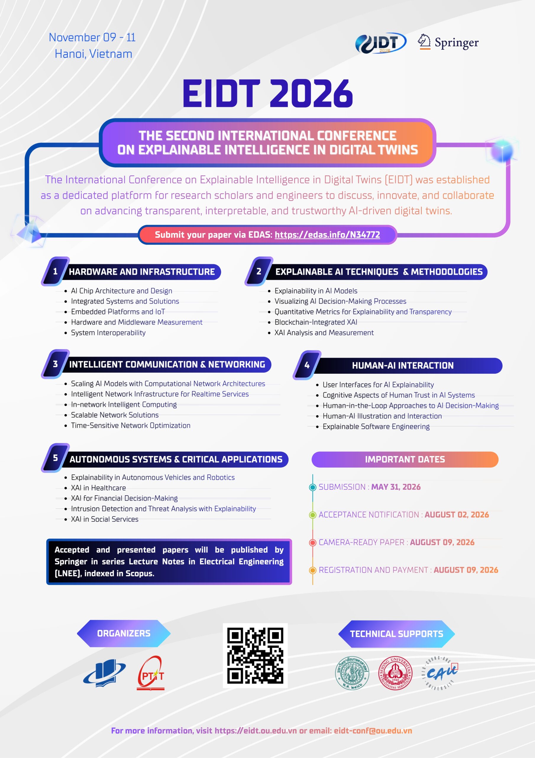 Thông báo mời gửi bài tham dự Hội nghị quốc tế lần thứ hai về Explainable Intelligence in Digital Twins (EIDT 2026)