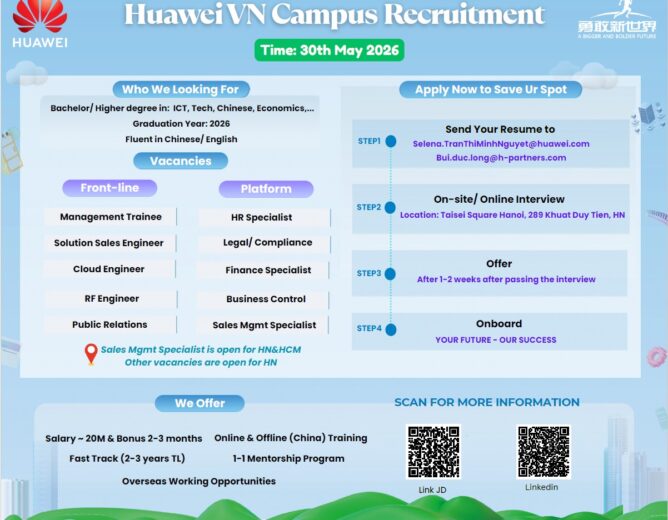 Huawei Fresher Program 2026 – One step closer to success